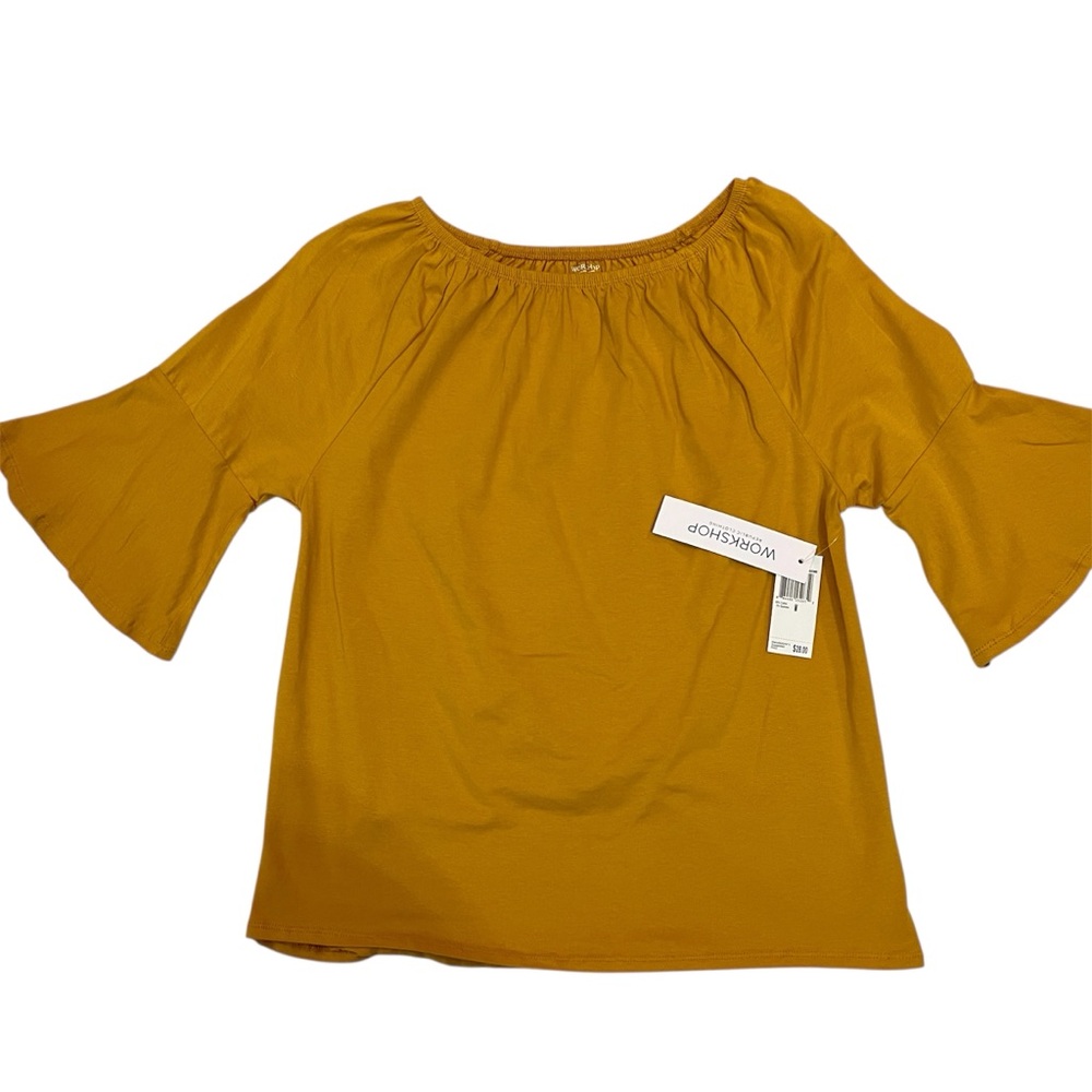 5/$20 Workshop Women's Mustard Bell Sleeve Top